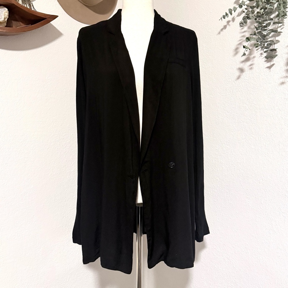 NWT James Perse Sheer Black Size 4 Blazer Style Top Layer